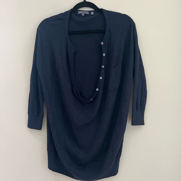 Vince woman’s navy button down knit sweater top - Picture 1 of 12